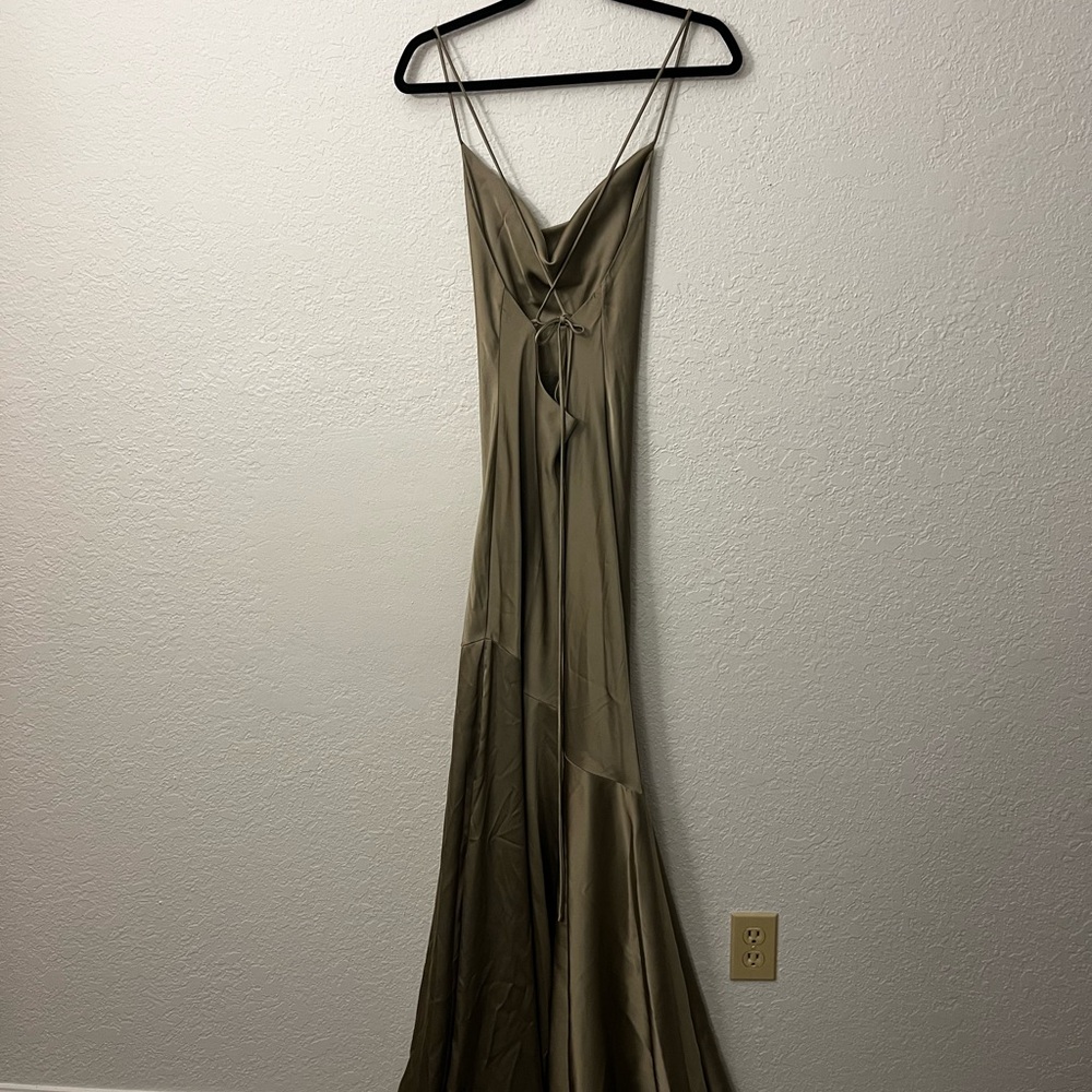 Open Back Sage Green Evening Gown